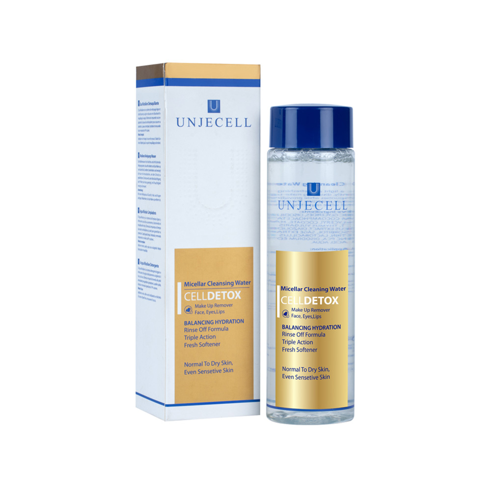 Unjecell Micellar Cleansing Water Normal Dry Skin میسلار واتر صورت و چشم آنژسل مناسب پوست نرمال تا خشک 200 میل